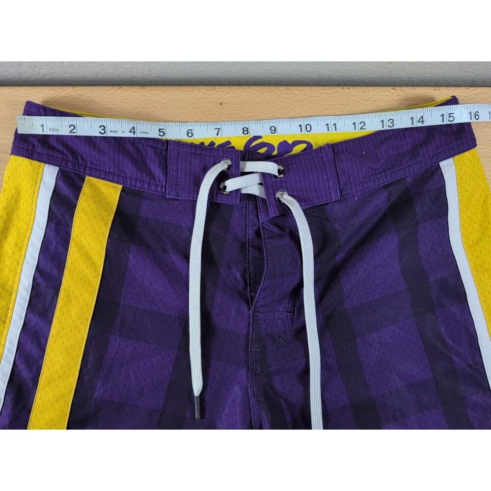 Nike Men's Board Shorts Size Medium 31 Purple Gold 6.0 Swoosh Swim